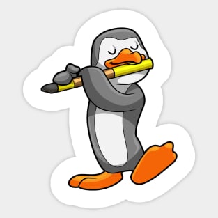 Penguin at Music with Flute Sticker